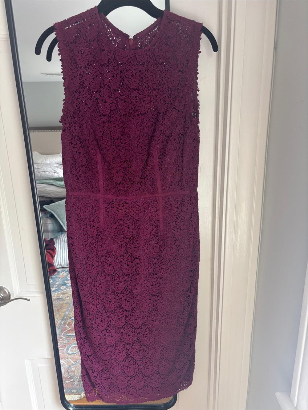 Jill Stuart Burgundy Lace Midi Sheath Dress